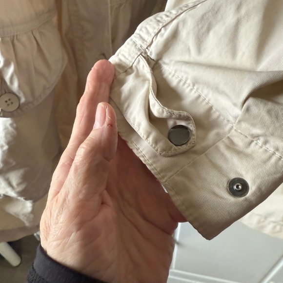 Gap Beige Utility Jacket Hooded Drawstring Cotton | Lightweight‎ Layer - Picture 5 of 9